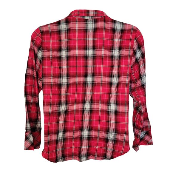 Victorias Secret L Red Plaid 2 Piece Pajama Set Lace Trim Shirt Shorts - Picture 4 of 13